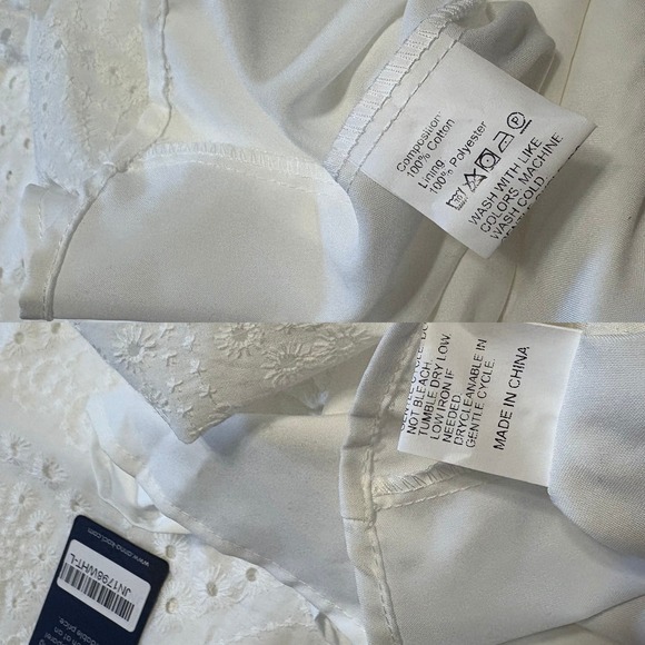 Anna-Kaci Womens Eyelet Dress Bell Sleeve Mini Babydoll Dress‎ Size Large Boho - Picture 7 of 9